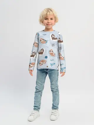 Детский лонгслив / Паттерн ленивец космос полет