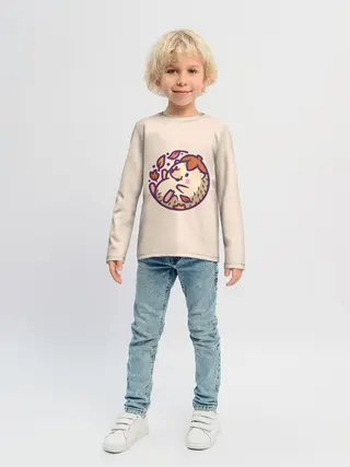 Детский лонгслив / Ёжик листья милый рисунок