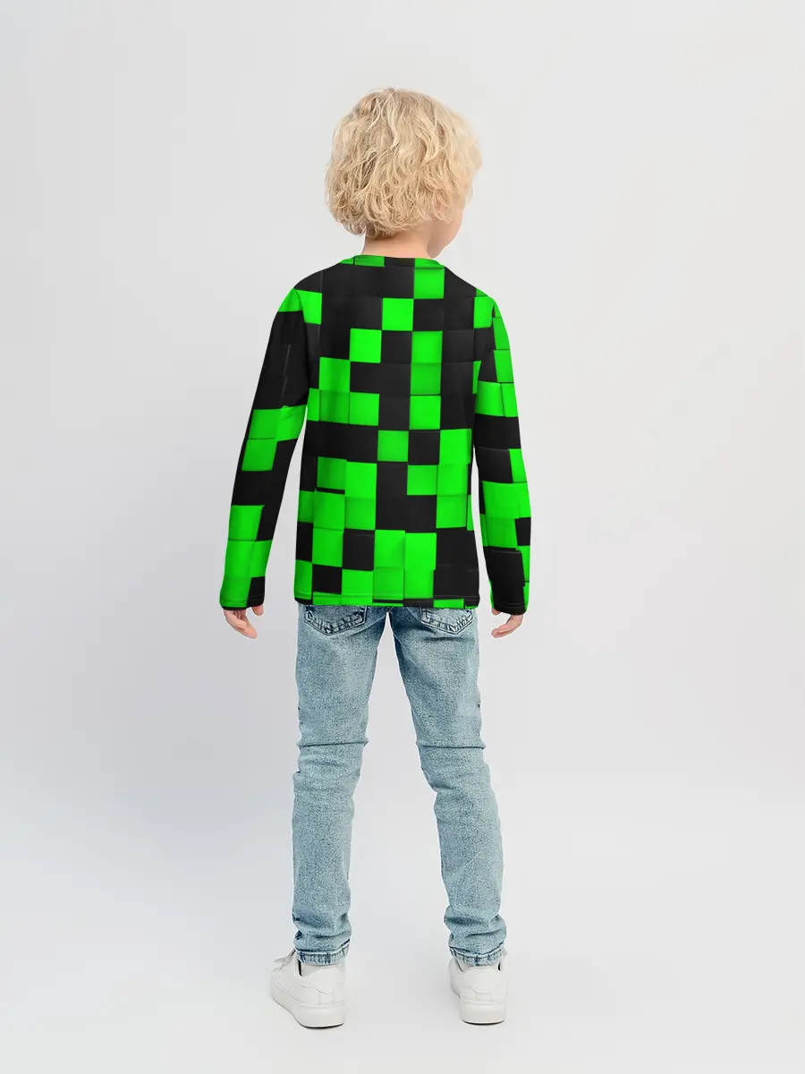 Детский лонгслив / ЗЕЛЕНЫЕ КУБИКИ
