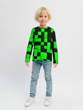 Детский лонгслив / ЗЕЛЕНЫЕ КУБИКИ