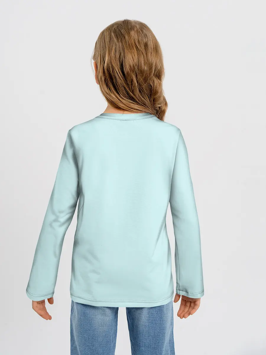 Детский лонгслив / Белый котенок с клубком милый