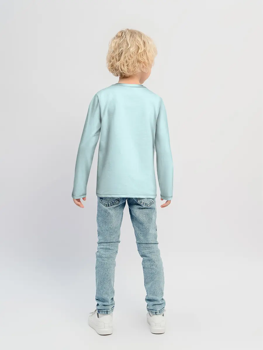 Детский лонгслив / Белый котенок с клубком милый