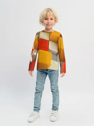 Детский лонгслив / КУБЫ 3D