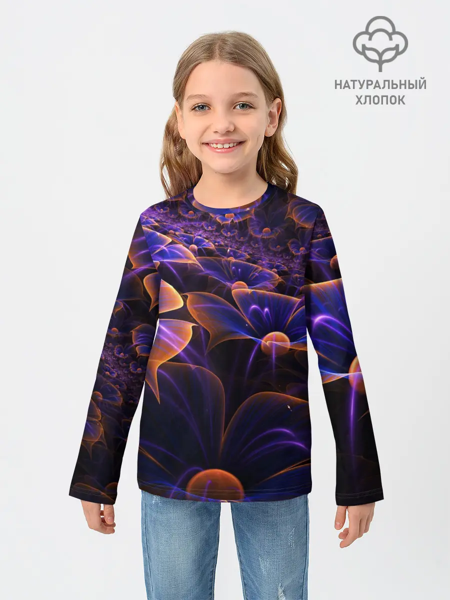 Детский лонгслив / Цветки во тьме