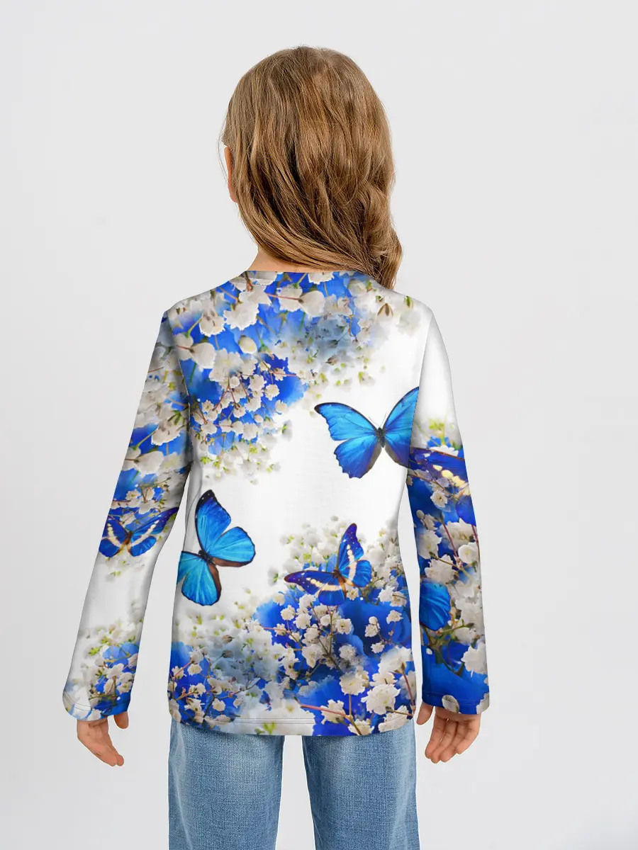 Детский лонгслив / Butterfly | Blue White