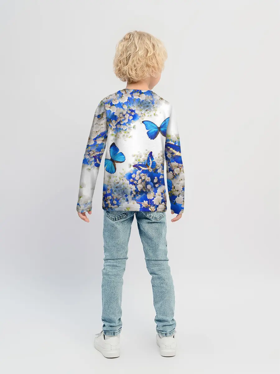 Детский лонгслив / Butterfly | Blue White