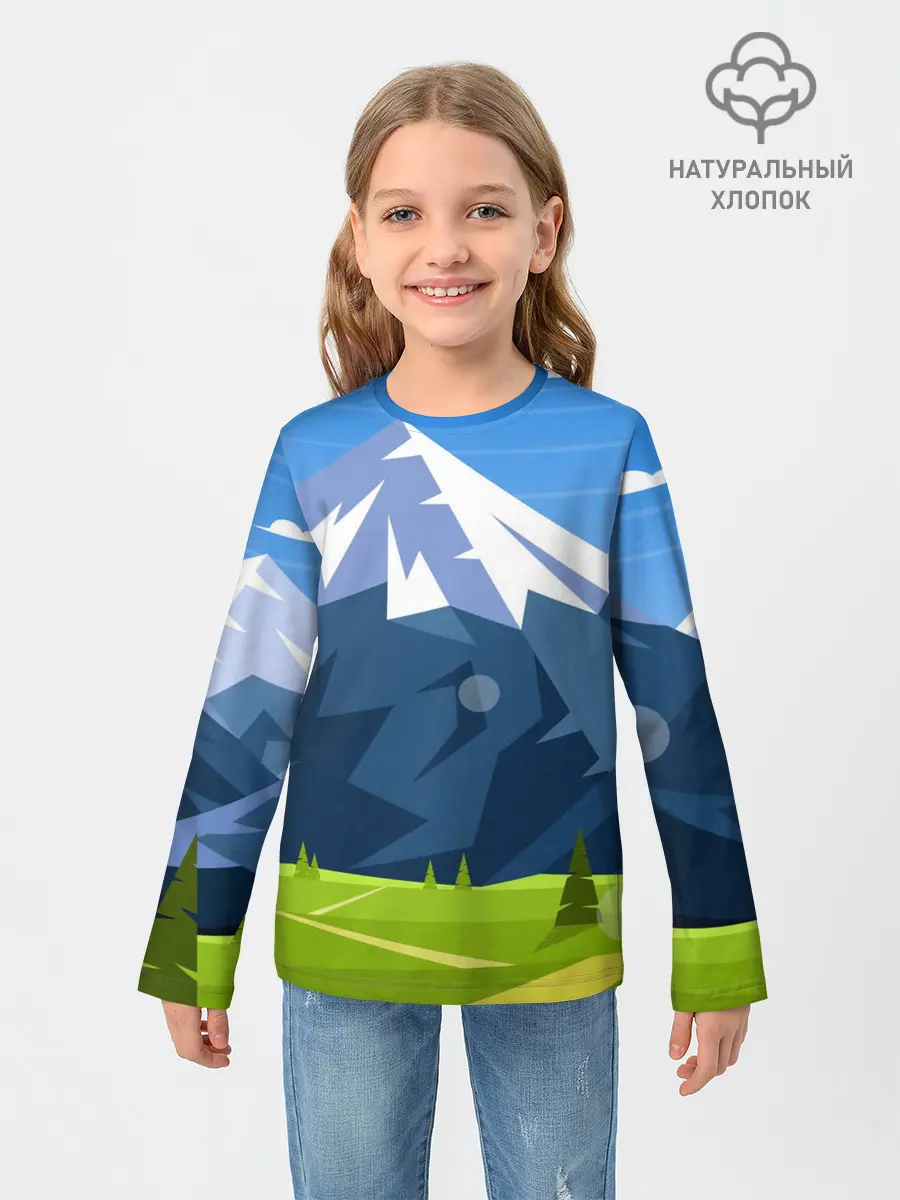 Детский лонгслив / Горы пейзаж природа вектор