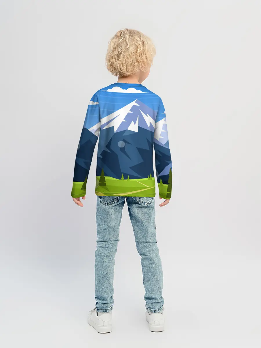 Детский лонгслив / Горы пейзаж природа вектор