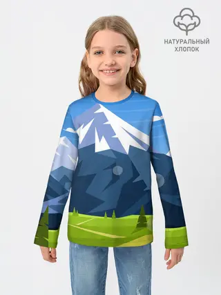 Детский лонгслив / Горы пейзаж природа вектор