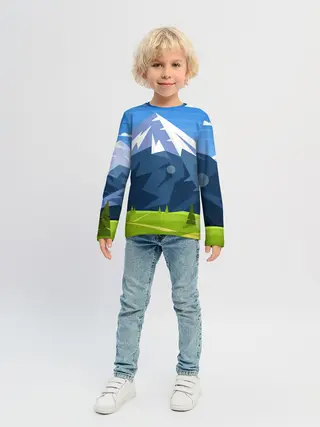Детский лонгслив / Горы пейзаж природа вектор