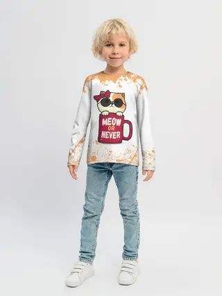 Детский лонгслив / МИЛЫЙ КОТЕНОК | CUTE KITTEN