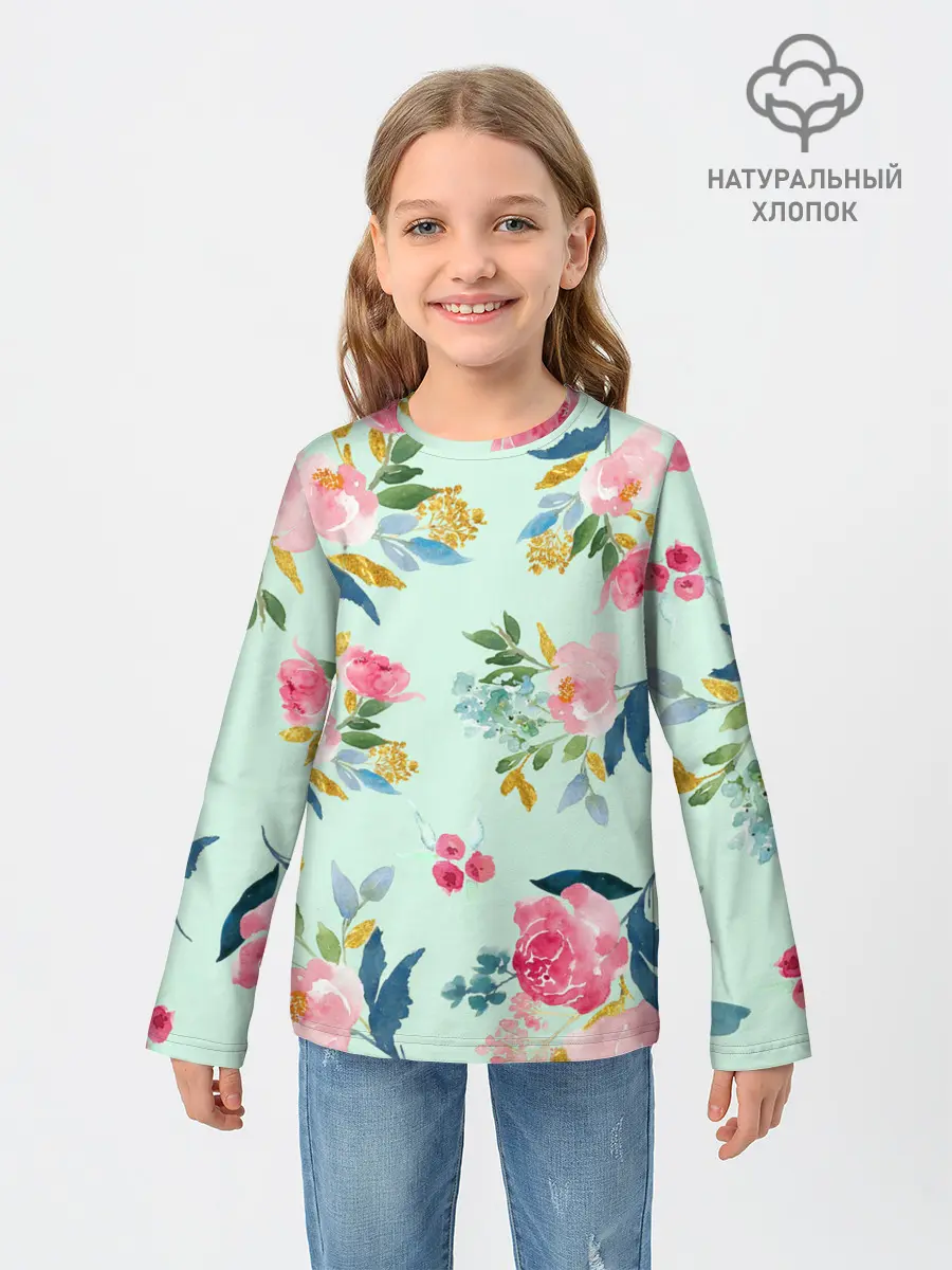 Детский лонгслив / Цветы