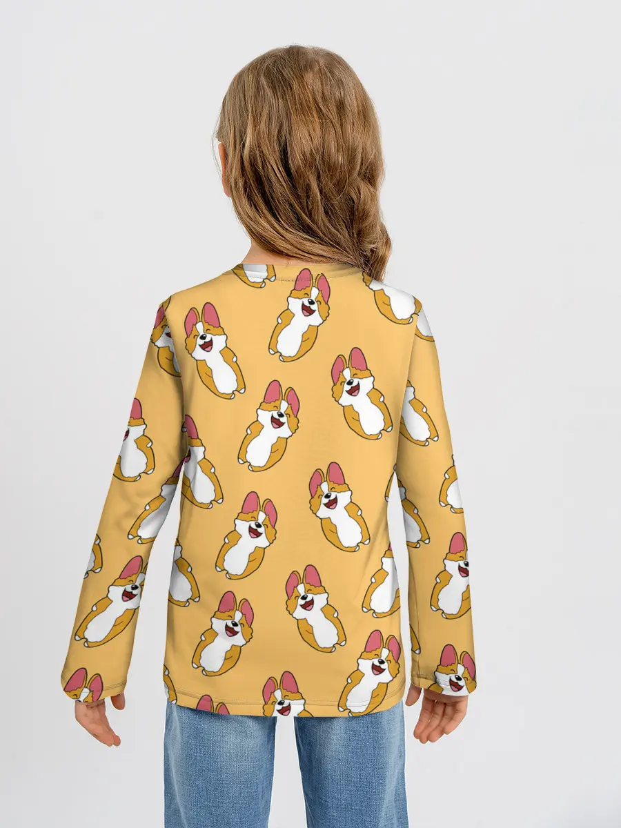 Детский лонгслив / Радость Корги паттерн