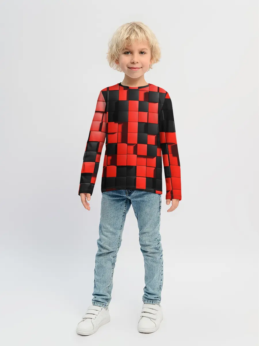 Детский лонгслив / КУБИКИ 3D