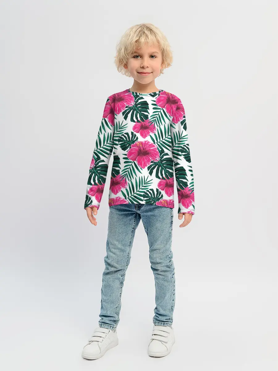 Детский лонгслив / Гавайский гибискус