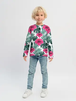 Детский лонгслив / Гавайский гибискус
