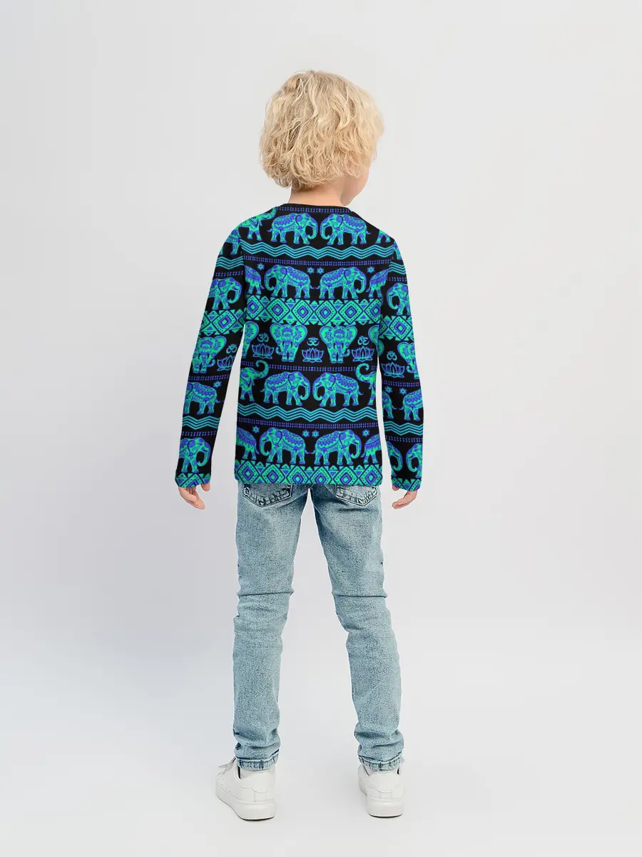 Детский лонгслив / Слоны | Узоры