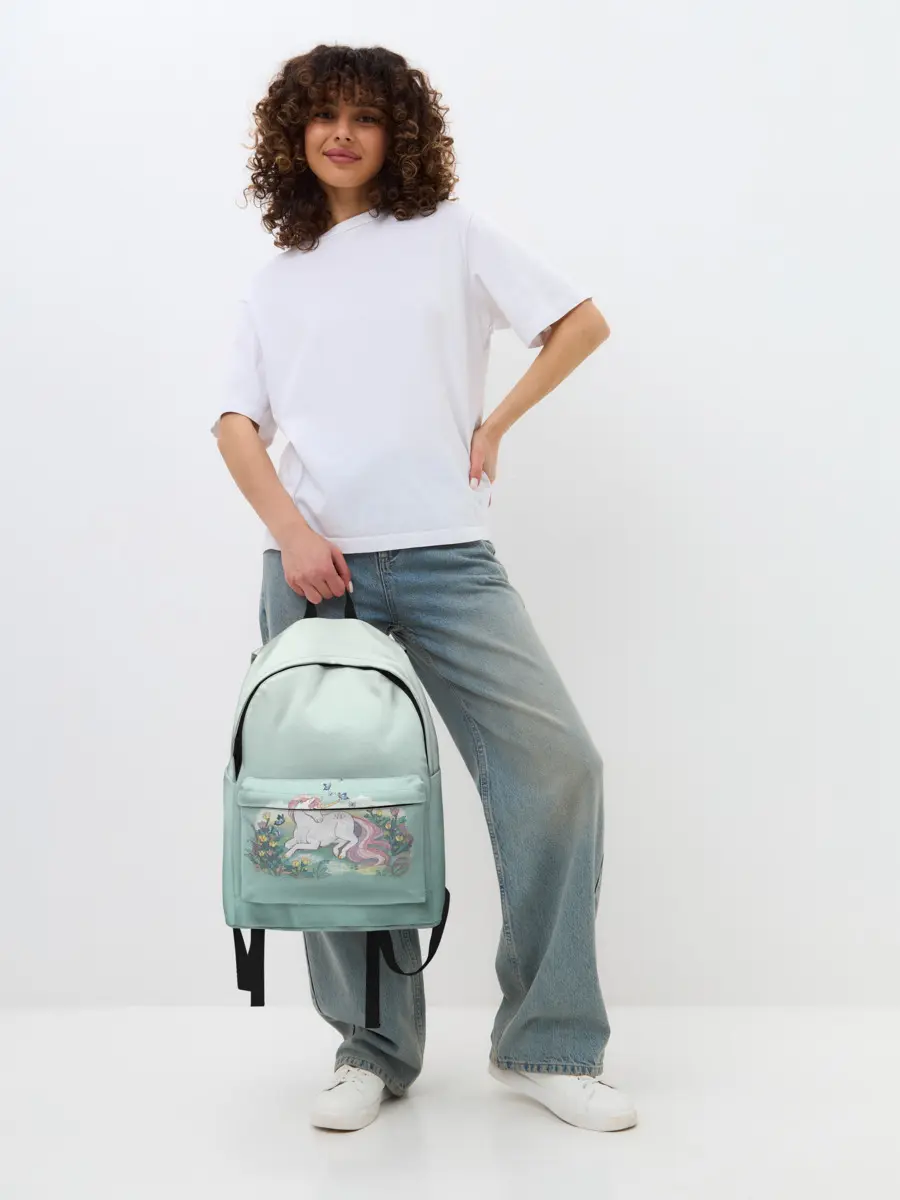 Рюкзак джинсовый / единорог с бабочками