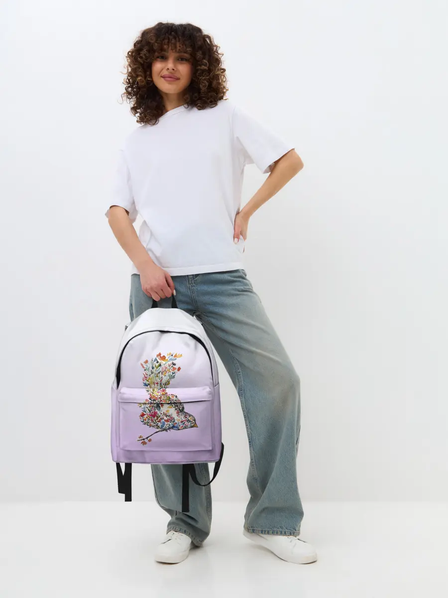 Рюкзак джинсовый / акварельная птичка