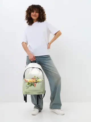 Рюкзак джинсовый / букет рисунок