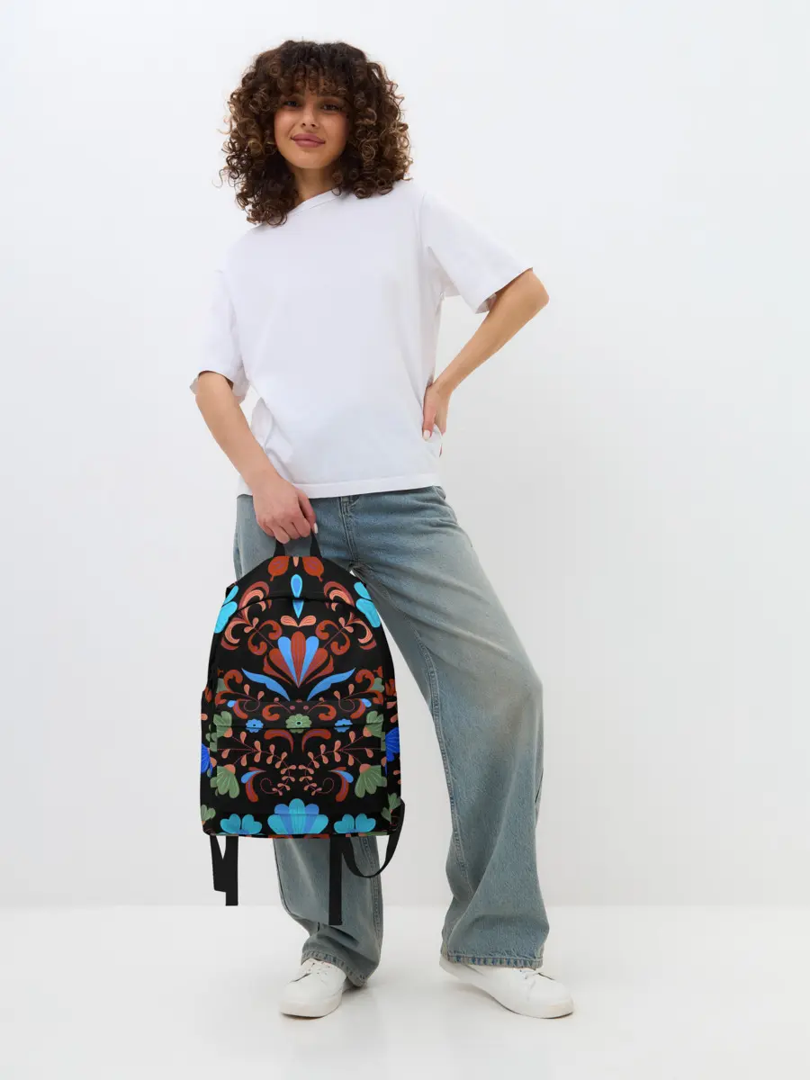 Рюкзак джинсовый / РОСПИСЬ ЦВЕТАМИ