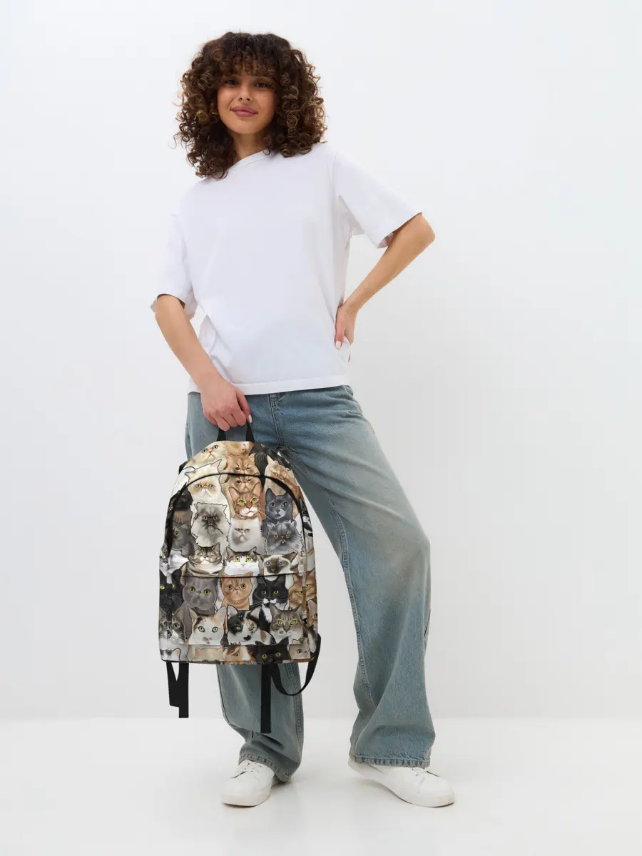 Рюкзак джинсовый / Котики смешные
