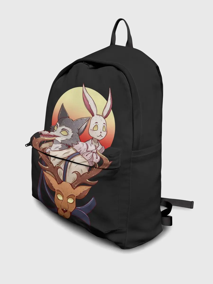 Рюкзак джинсовый / Олень, волк и заяц