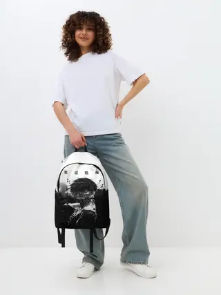Рюкзак джинсовый / Канеки Кен черно-белый