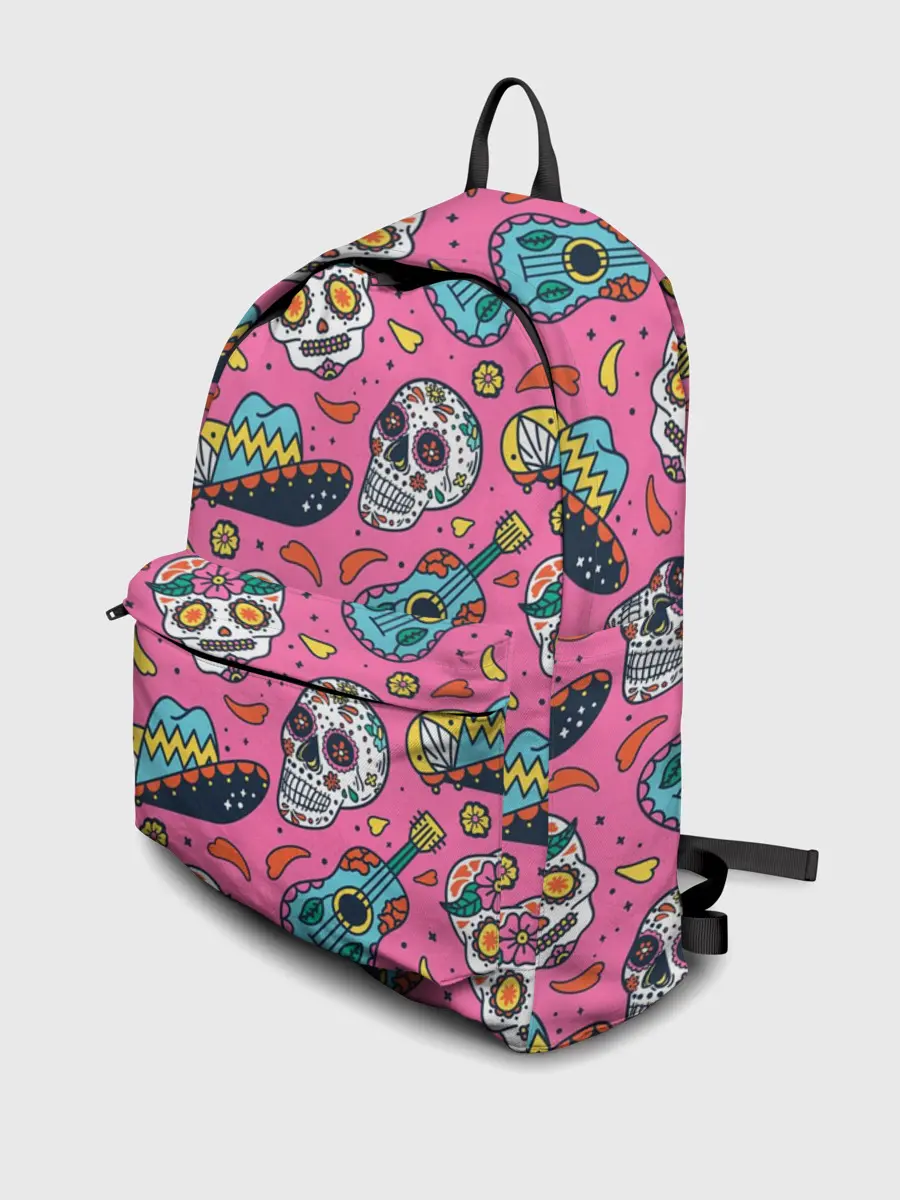 Рюкзак джинсовый / День Мёртвых узор из черепов