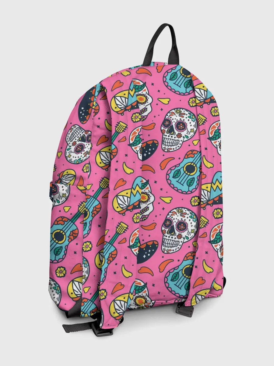 Рюкзак джинсовый / День Мёртвых узор из черепов