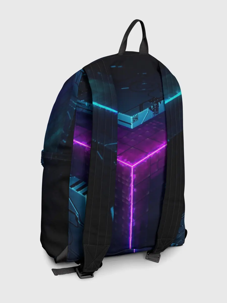 Рюкзак джинсовый / Неоновые грани 3D