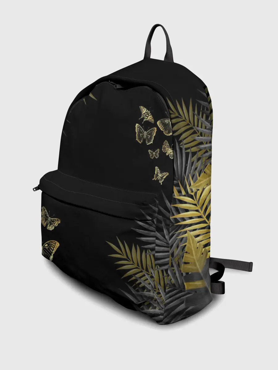 Рюкзак джинсовый / ЗОЛОТЫЕ БАБОЧКИ И ПАПОРОТНИК