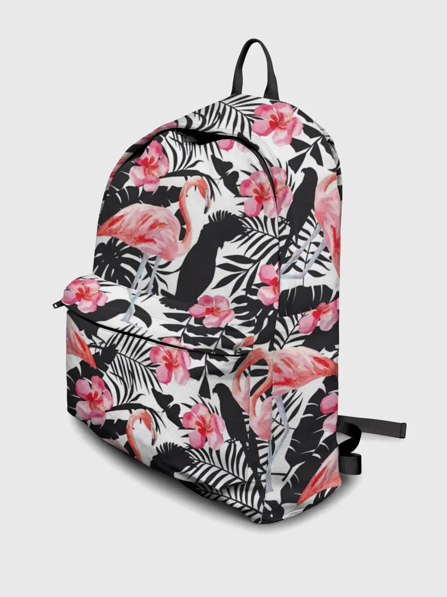 Рюкзак джинсовый / фламинго и попугаи