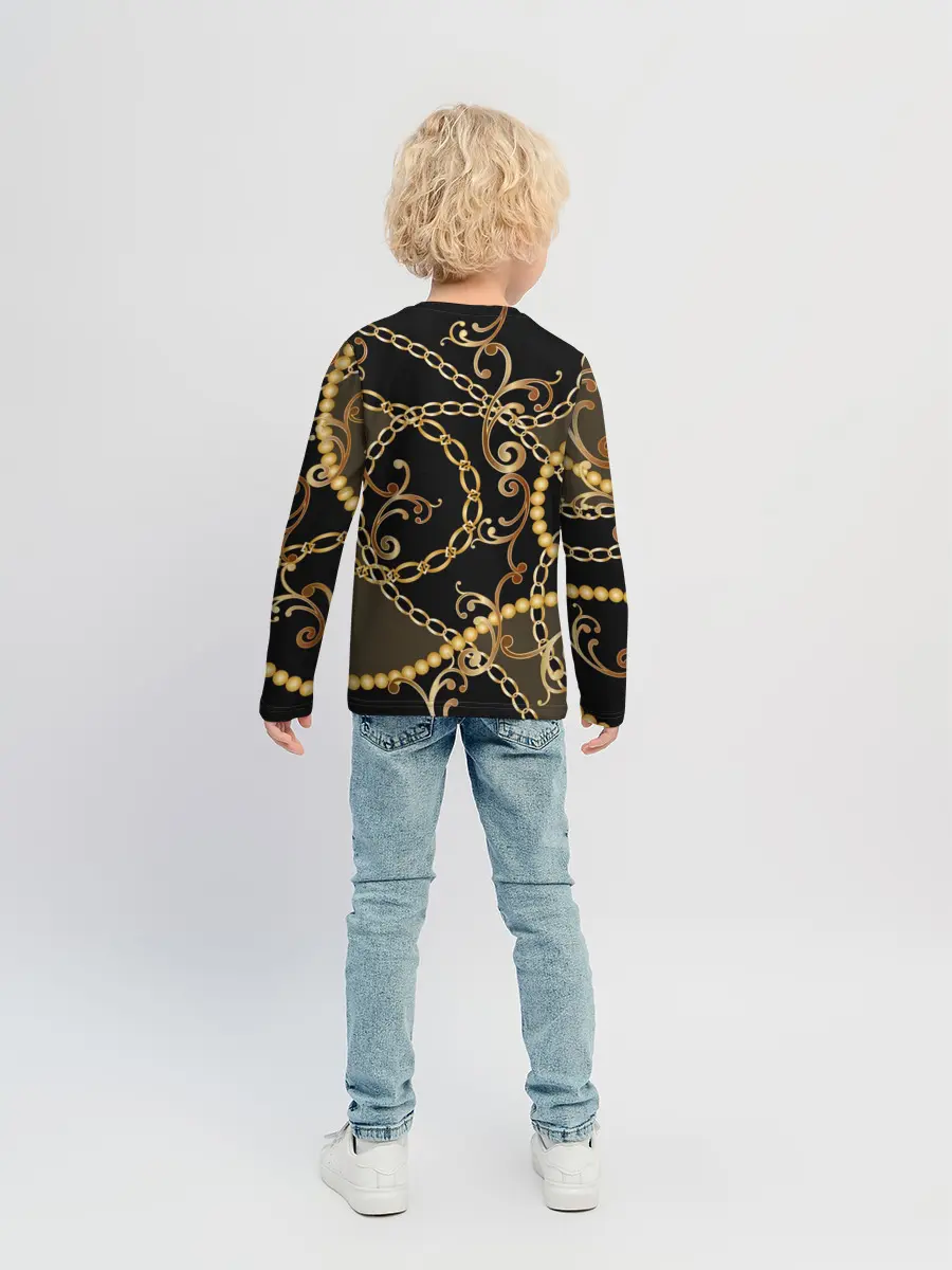 Детский лонгслив / Золотая цепь и бусы