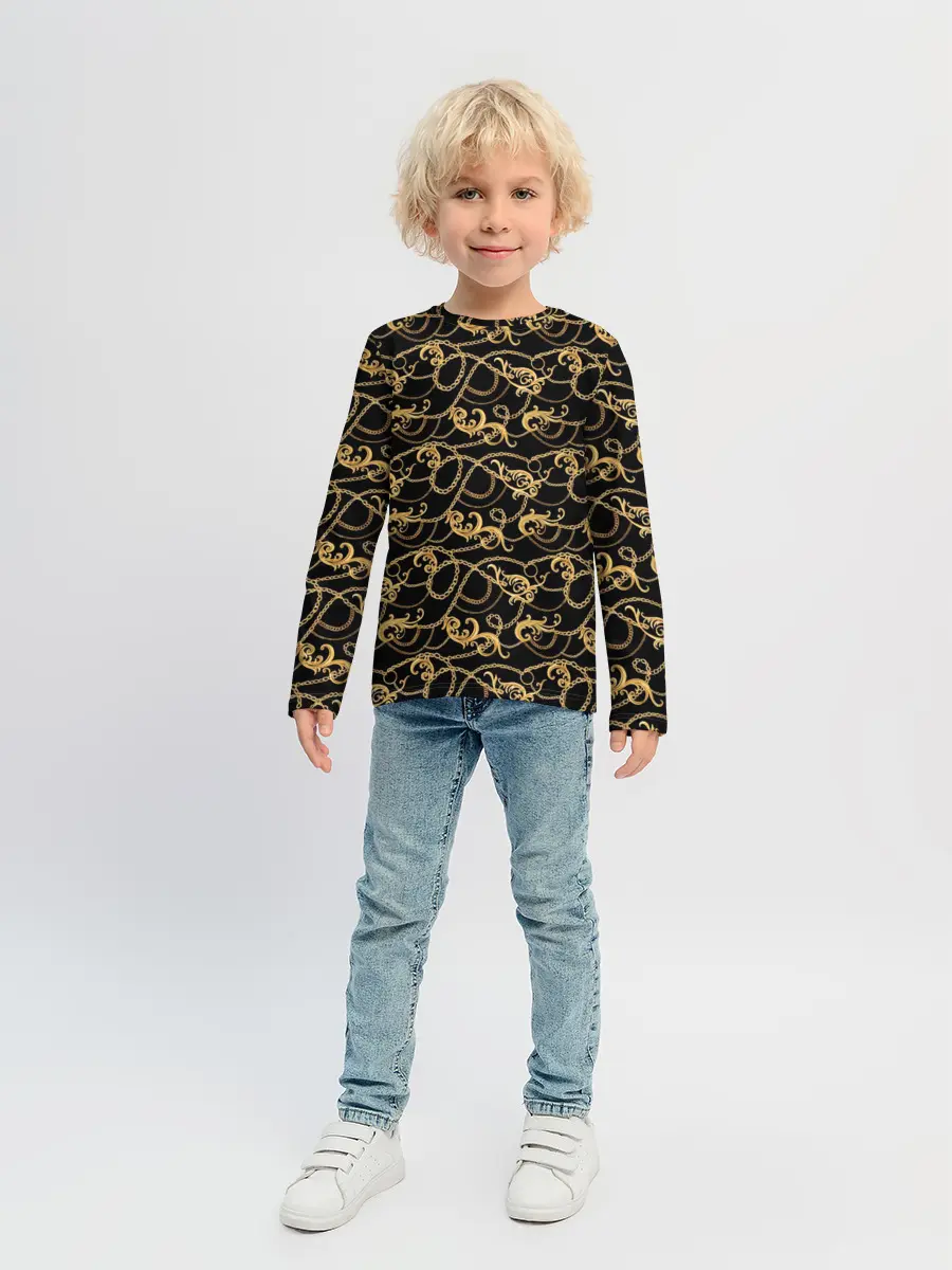 Детский лонгслив / Завитушки и цепи
