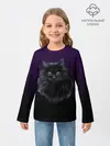 Детский лонгслив / черный кот на фиолетовом фоне