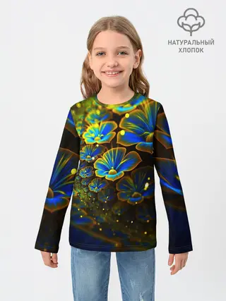 Детский лонгслив / Ночные Цветочки