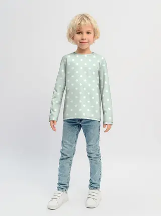 Детский лонгслив / белый горох