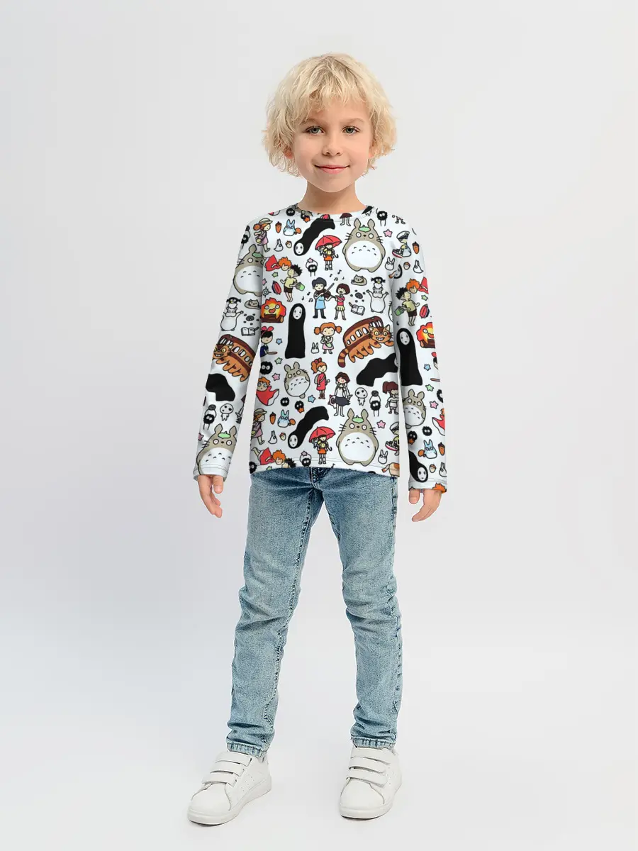 Детский лонгслив / Персонажи Миядзаки паттерн