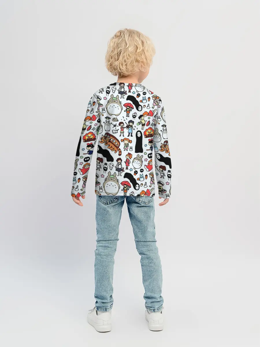 Детский лонгслив / Персонажи Миядзаки паттерн