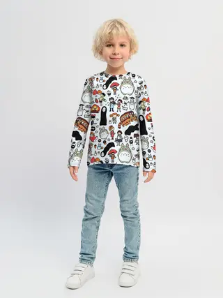 Детский лонгслив / Персонажи Миядзаки паттерн