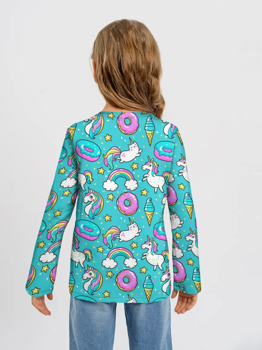 Детский лонгслив / Turquoise unicorn