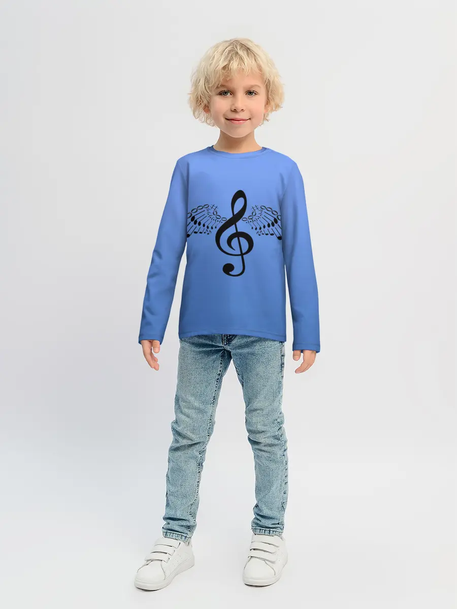 Детский лонгслив / Скрипичный ключ и крылья ноты