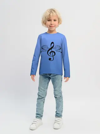 Детский лонгслив / Скрипичный ключ и крылья ноты