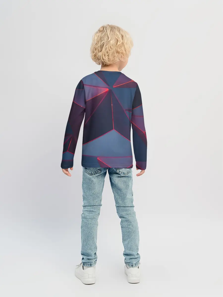 Детский лонгслив / Неоновый треугольник.