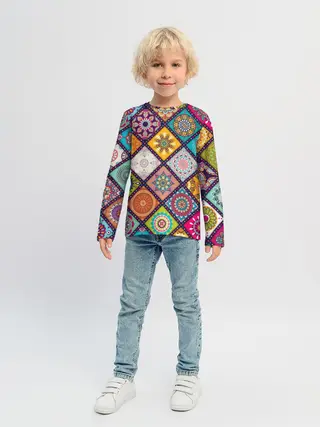 Детский лонгслив / Узоры мандалы