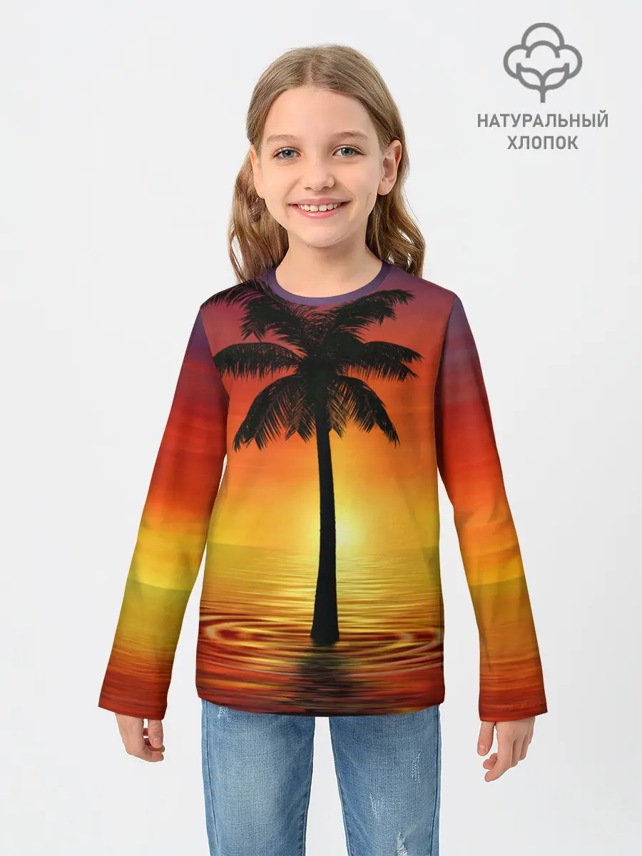Детский лонгслив / ТРОПИЧЕСКИЕ ПАЛЬМЫ.
