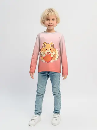 Детский лонгслив / Собака корги сердечко милота