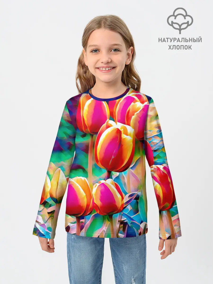 Детский лонгслив / Тюльпаны