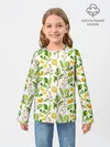 Детский лонгслив / Летний узор лимон ветки листья